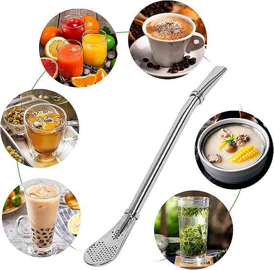 Набор металлических 2в1 трубочек с ситом для коктейля 5шт Винница