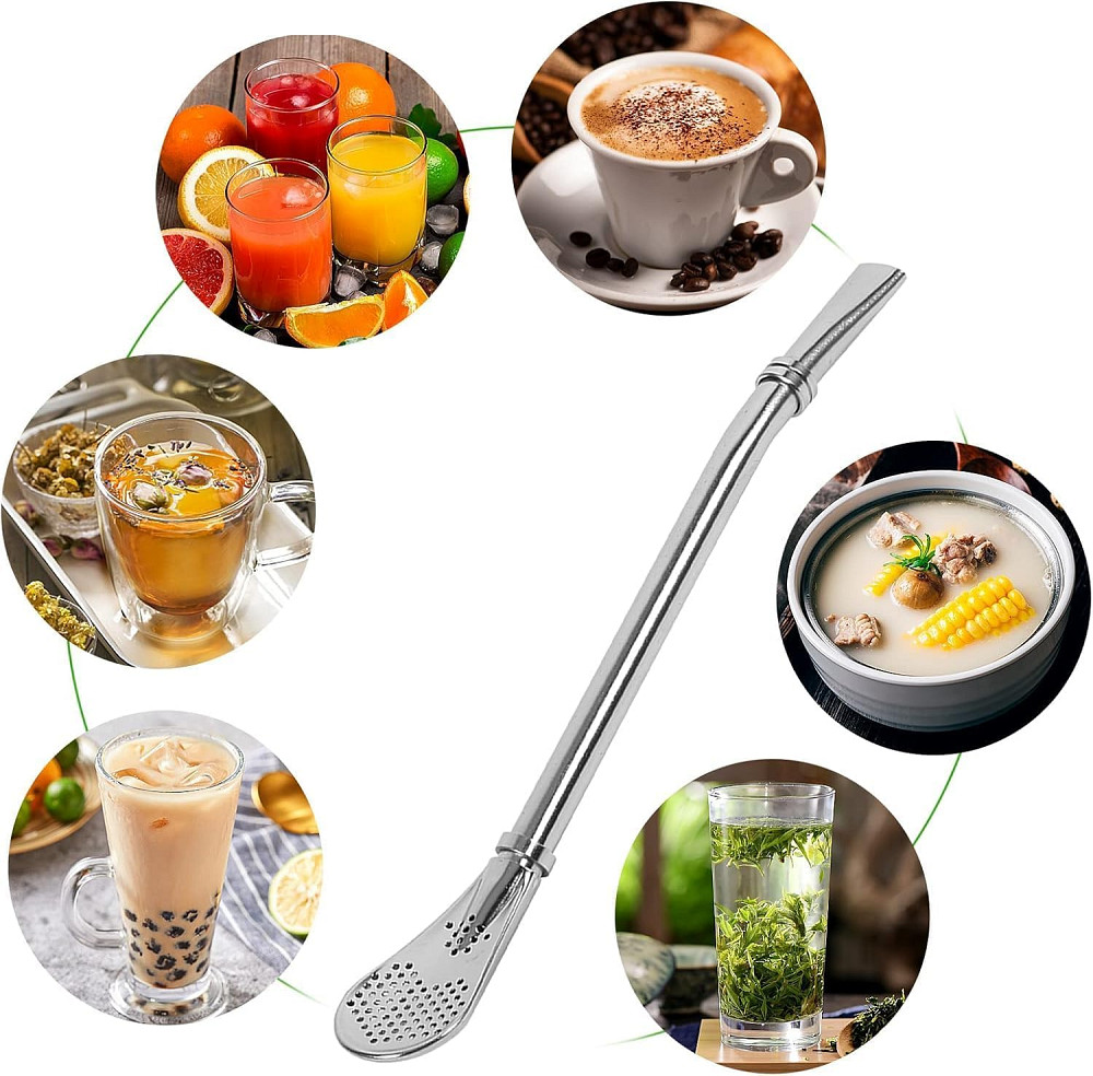 Набор металлических 2в1 трубочек с ситом для коктейля 5шт Винница - изображение 5