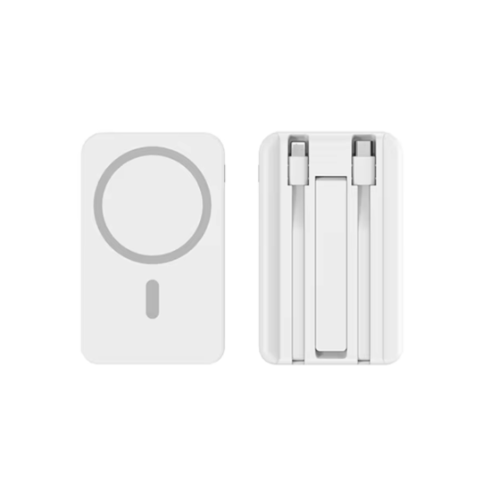 Павербанк беспроводной магнитный 10000мАч Powerbank с быстрой зарядкой, откидной подставкой, белый Каменец-Подольский