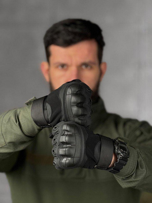 Перчатки тактичні чоловічі чорний зі вставками Одеса - фото 3