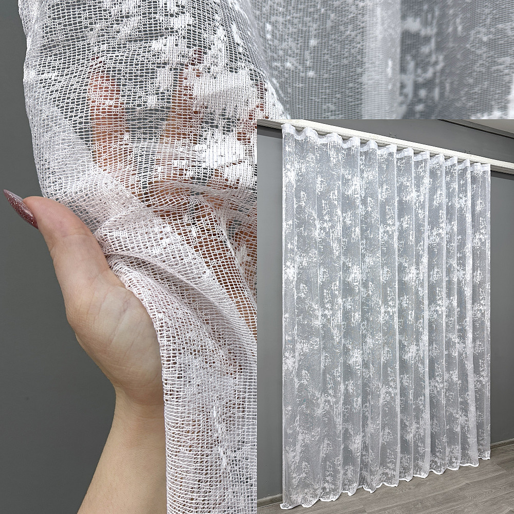 Тюль VR-Textil 1225т Мармур Жакард Білий 200х270 см (43-341) Київ - фото 1