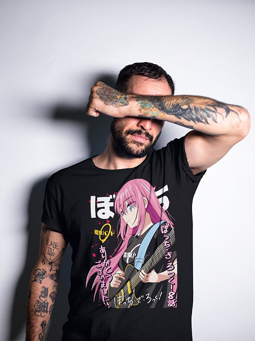 Футболка з аніме принтом Каваіі Фуннй Хіторі Готоу оверсайз (S/M/L) Чорний AnimeJ0276 Дніпро - фото 3