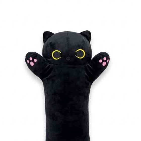 М'яка іграшка подушка Кіт-батон чорний довгий кіт обіймашка 70см Київ
