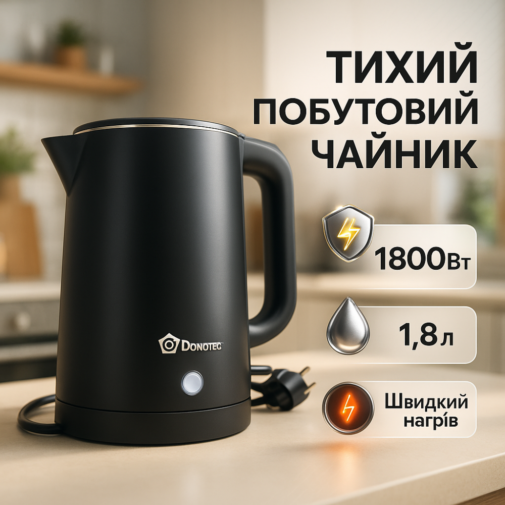 Сучасний електрочайник для дому Domotec MS-5028 1.8л 1800Вт, Тихий побутовий чайник, Найкращий чайник NR-99 Львів - фото 8