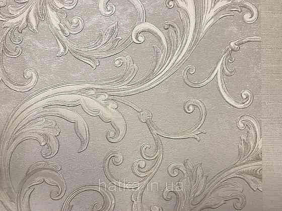 Шпалери вінілові на паперовій основі Sirpi Italian Silk 7 вензель молочний світло сірий основа під штукатурку Київ