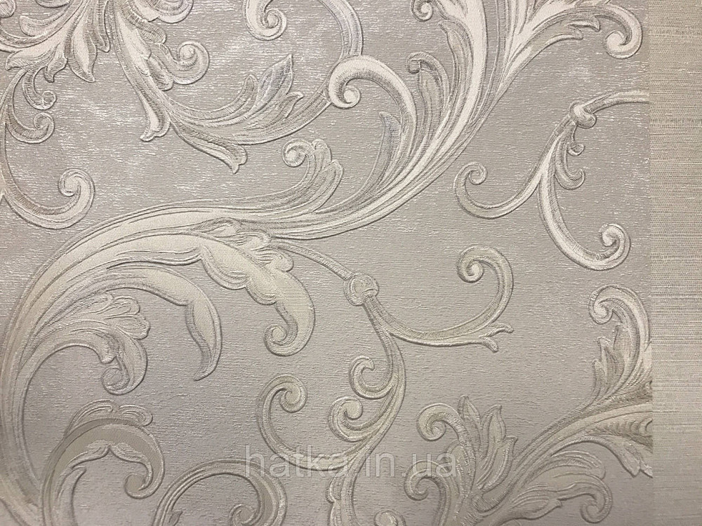Шпалери вінілові на паперовій основі Sirpi Italian Silk 7 вензель молочний світло сірий основа під штукатурку Київ - фото 4