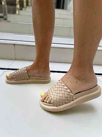 Seben Модні шльопанці жіночі еко-шкіра бежеві на низькому ходу літні Seben T115-3 р. 36, 38, 39 Коломыя