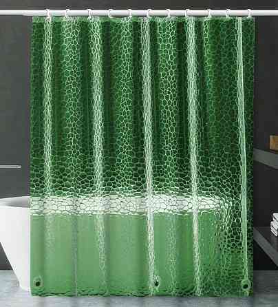 Шторка для душа и ванной комнаты с 3 магнитами-утяжелителями, цвет прозрачно-зеленый Каменец-Подольский