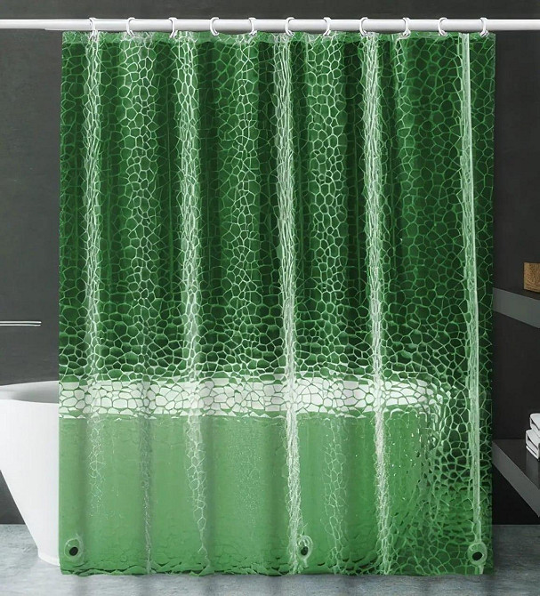 Шторка для душа и ванной комнаты с 3 магнитами-утяжелителями, цвет прозрачно-зеленый Каменец-Подольский - изображение 3
