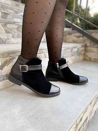 Черевики жіночі 218 чорні шкіра+замша натуральна 37р. (1204) Коломыя