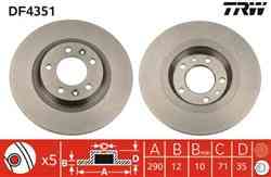TRW DF4351 – Гальмівний диск передній для VW, Audi, Seat, Skoda 2003-2013 Ковель