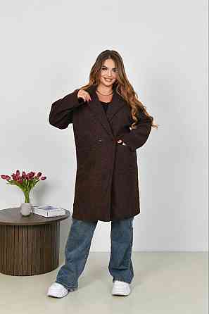 Жіноче стильне пальто з кишенями баранець на флісі Шоколад, 42/44 Одеса