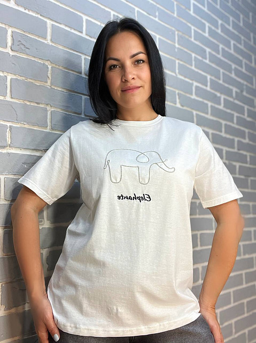 Футболка жіноча Pepper&mint BX24-001 ланцюжок слоник біла, білий, S Одеса - фото 1