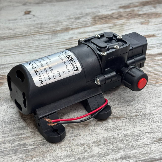 Насос водяной мембранный 12В 6л/мин 72Вт 130psi, насос высокого давления для воды Киев