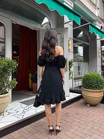 Жіноче легке романтичне плаття з відкритими плечима муслін Чорний, 42/44 Одеса