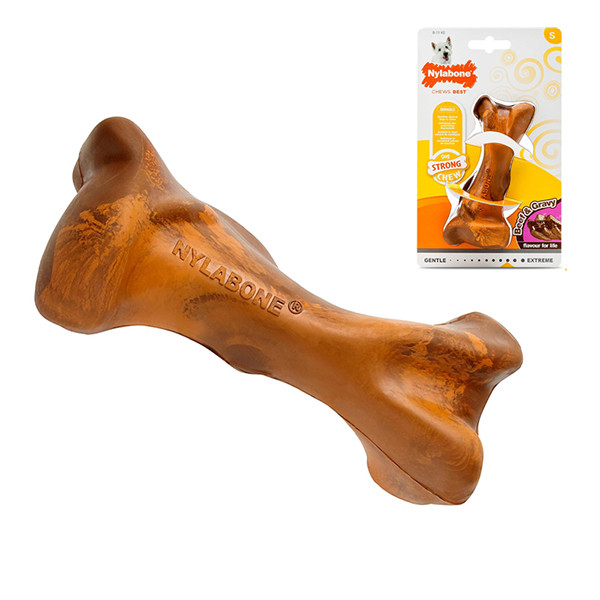 Nylabone Strong Chew Rubber Bone Beef with Gravy НИЛАБОН БИФ КОСТЬ жевательная игрушка для собак, вкус говядины с подливой Киев - изображение 1
