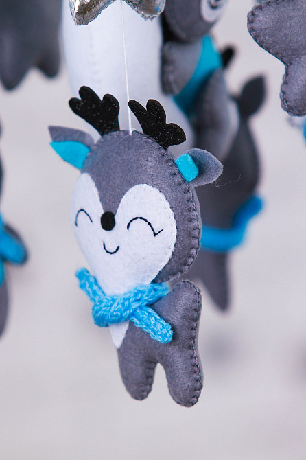 Дитячий мобіль на ліжечко для немовлят WooolyWool «Ведмедик на місяці для хлопчика» Київ - фото 4