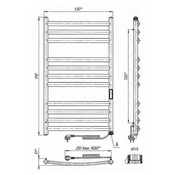 Електрична сушарка для рушників Laris Класик Преміум П11 500Х900 Е права підкл. Київ
