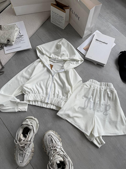 Женский стильный повседневный велюровый костюм Белый, 42/44 Одесса - изображение 5