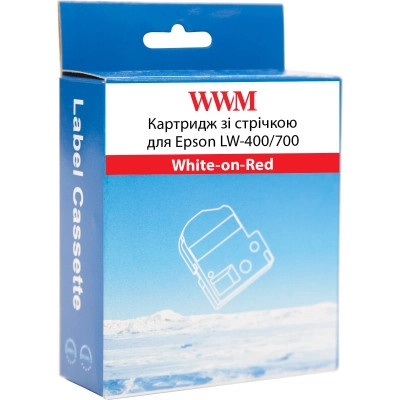 Лента для принтера этикеток WWM для Epson LW-400/700 18mm х 8m White-on-Red (WWM-SD18R) Винница - изображение 2