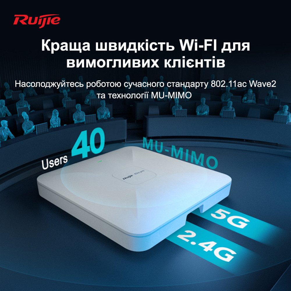 Точка доступу Ruijie Reyee RG-RAP2200(F) (AC1300, 2xFE, MU-MIMO, PoE, Ruijie Cloud) PoE Харьков - изображение 5