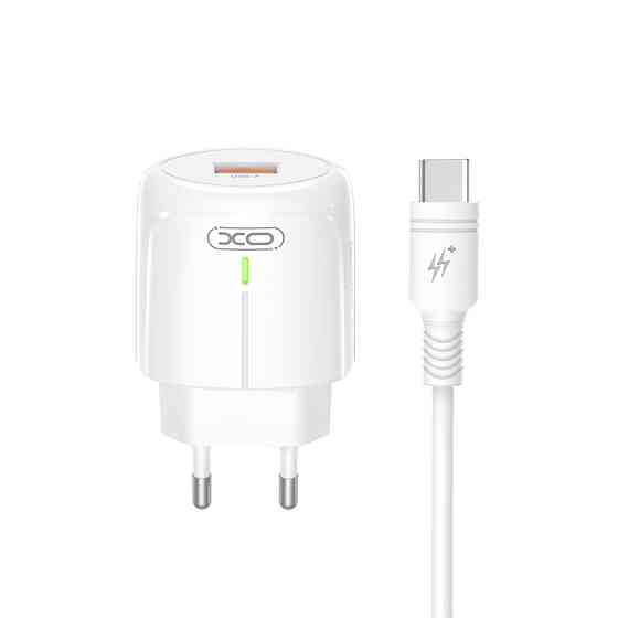 Мережевий зарядний пристрій XO L112 QC18W + Type-c кабель білий Львів