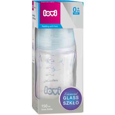 Бутылочка для кормления Lovi Diamond Glass Botanic стеклянная 150 мл Светло-синяя (74/105) Винница