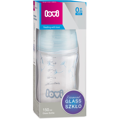 Пляшечка для годування Lovi Diamond Glass Botanic скляна 150 мл Світло-синя (74/105) Вінниця - фото 3