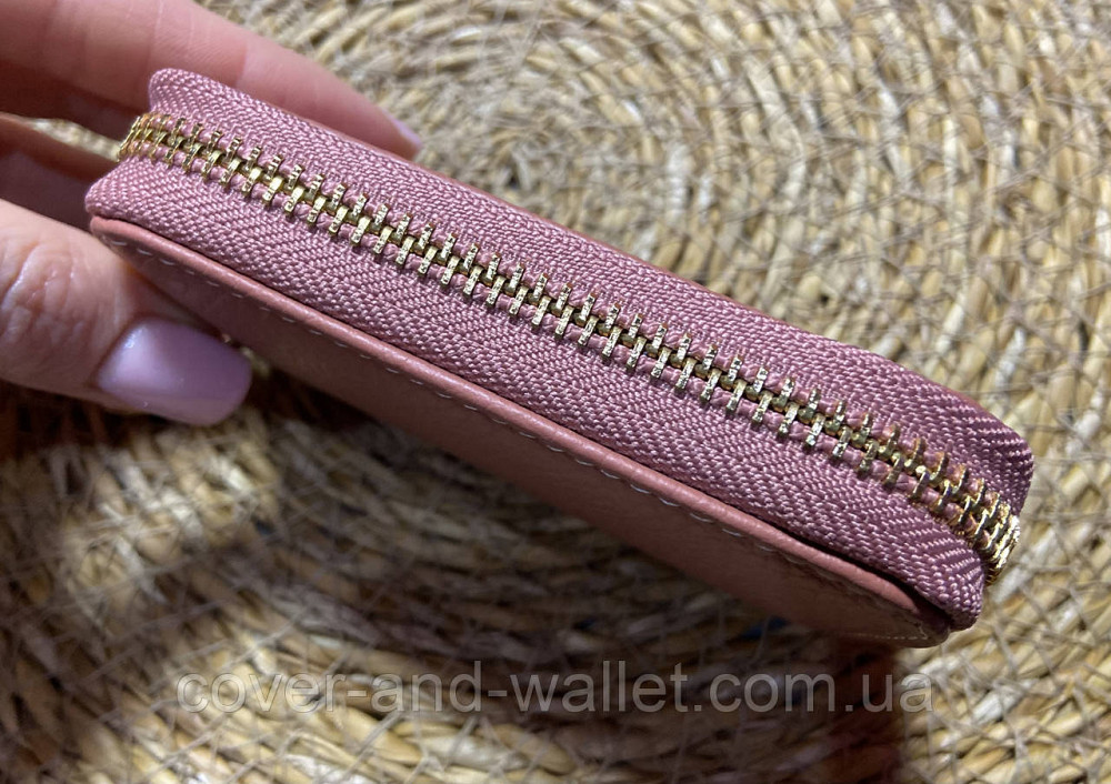 Маленька жіноча кредитниця на блискавці з натуральної шкіри ST (колір пудра) Київ - фото 6