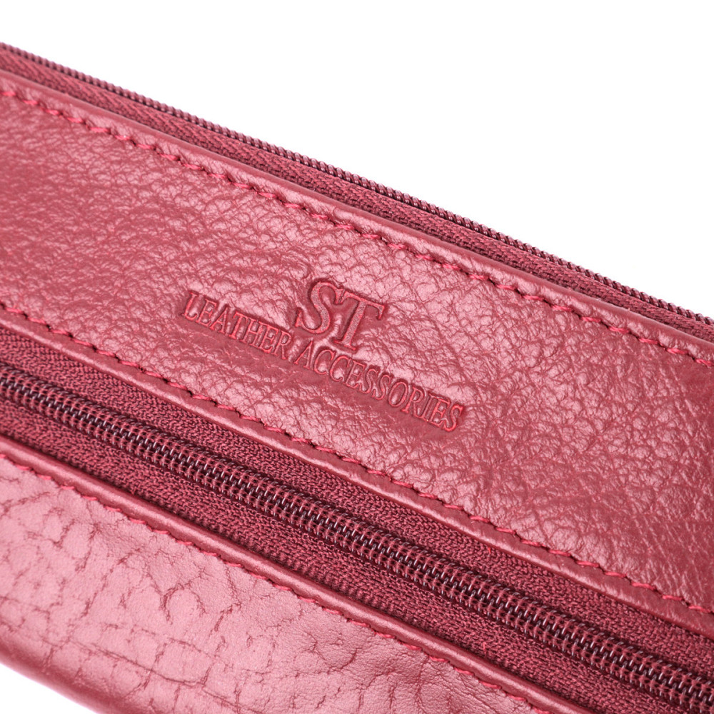 Кожаная ключница на молнии ST Leather 22558 Бордовый Киев - изображение 4