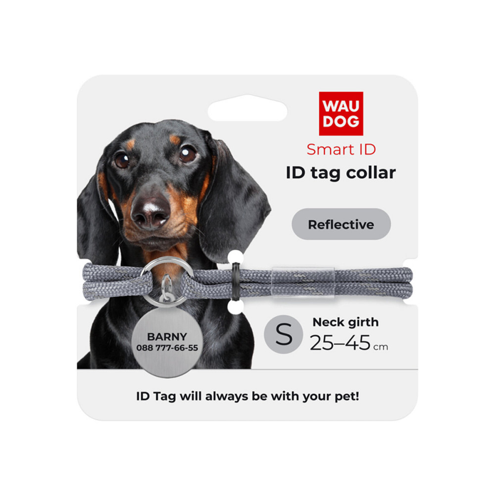 Шнурок з паракорду для адресника WAUDOG Smart ID, світловідбивний, розмір S, діаметр 4 мм, довжина 25-45 см, срібний Київ - фото 2