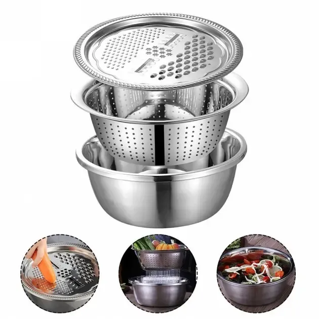 Многофункциональный кухонный набор из нержавеющей стали 3 в 1 Metal Basket Cutter Коломыя - изображение 2