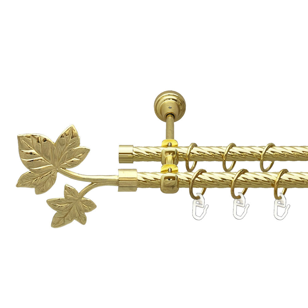 Карниз Orvit Листок металевий дворядний відкритий скручена труба кільце металеве Золото 16\16 мм 300 см (00-00024931) Львів - фото 1