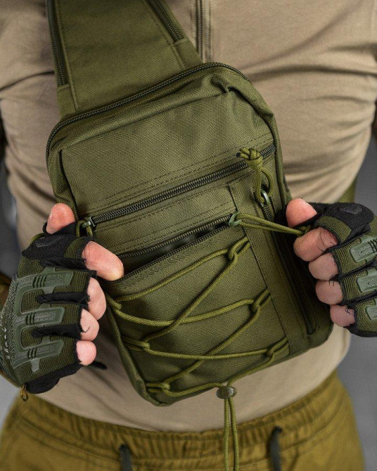 Сумка-слінг тактична з однією лямкою SILVER KNIGHT oliva ВТ6748 Одеса - фото 6