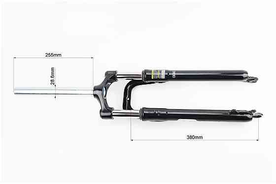 Вилка 27,5" амортизаційна, без різьби 1-1/8" (28,6мм), шток 255мм, з ходом 60мм, Disk-brake, чорна CH-386 Київ