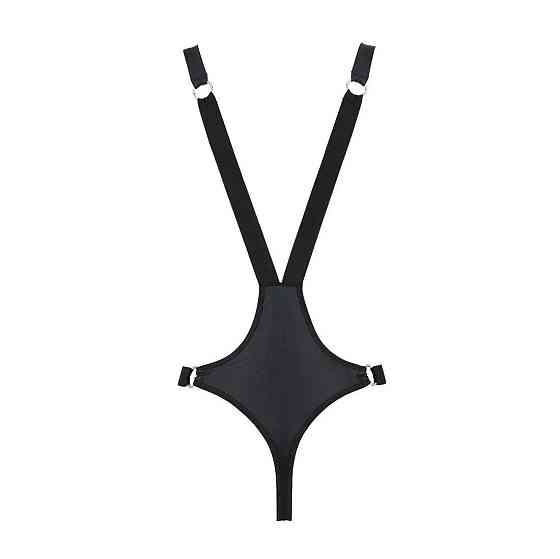Мужское боди с люверсами Passion 028 HARRY L/XL Black, экокожа, на лямках Sex Aura Киев