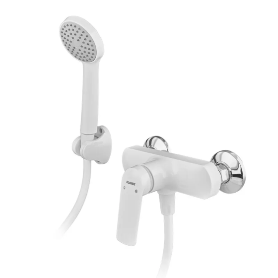 Змішувач для душової кабіни Plamix Lucas-003 SET White з шлангом, лійкою та кронштейном   ( PM0711 ) 38993 Харків