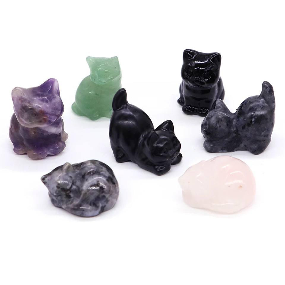 Фигурка черного кота из натурального камня обсидиана 30*20 мм. Киев - изображение 2