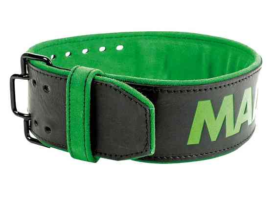 Пояс для важкої атлетики MadMax MFB-302 Quick Release Belt  шкіряний Black/Green L Каменское