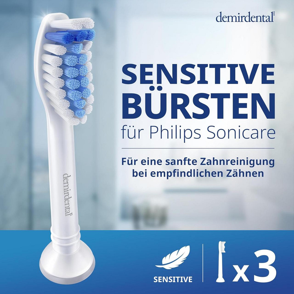 Насадки для зубной щетки HX6053 HX6054 Белый Sensitive Soft Совместимые с Philips Sonicare Набор 3 шт Киев - изображение 8
