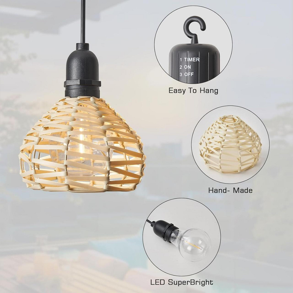 Подвесные лампы на батарейках 2 шт, портативный светильник с пультом, для улицы дома регулируемая высота, бохо Киев - изображение 6