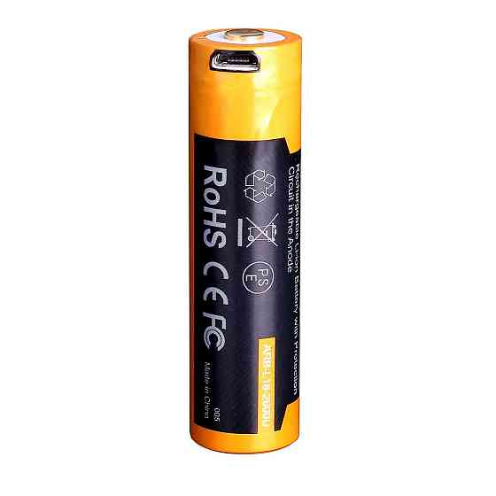 Акумулятор 18650 Fenix ​​2600 mAh із micro-usb зарядкою (Чорно-жовтий) Київ