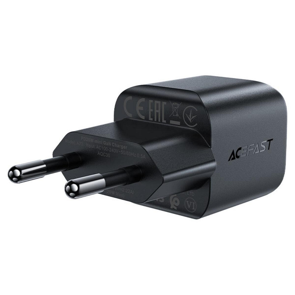 Мережевий зарядний пристрій ACEFAST A73 mini PD20W GaN USB-C charger Black 6974316282648 Одеса - фото 3