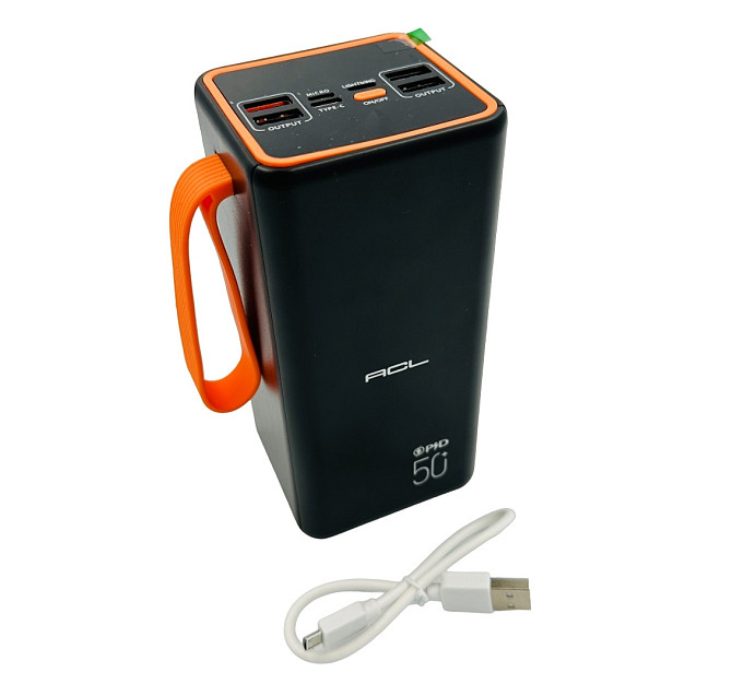 Універсальна зарядна батарея ACL PW-55 50000 mAh з індикатором заряду + ліхтар + ремінець (Чорний) Вінниця - фото 8