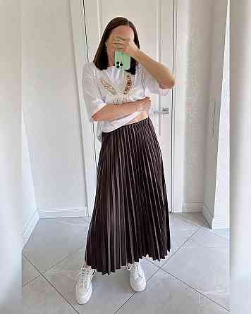 Женская классическая длинная юбка плиссе Коричневый Одесса
