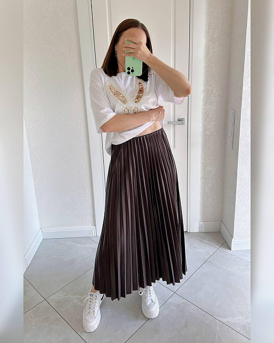 Женская классическая длинная юбка плиссе Коричневый Одесса - изображение 3