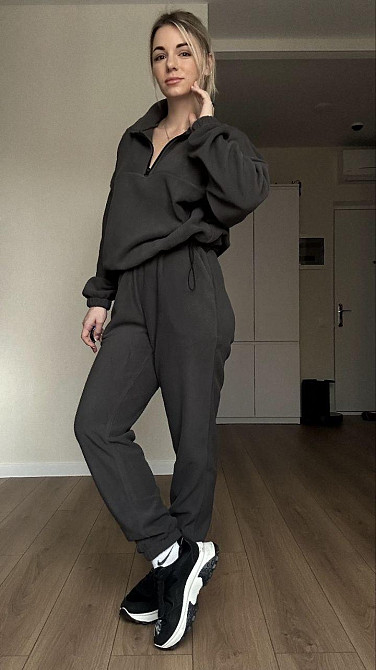 Жіночий теплий прогулянковий костюм-двійка: кофта та штани з полар флісу Графіт, 50/52 Одеса - фото 5