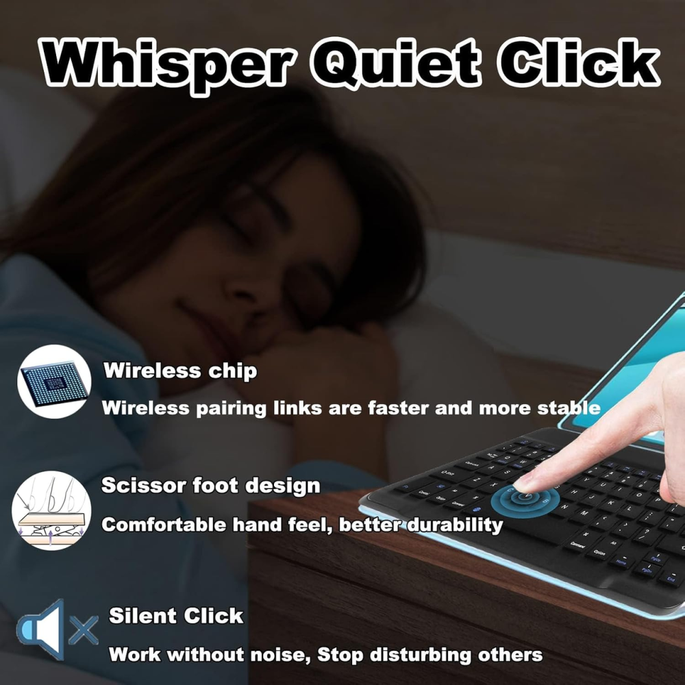 Беспроводная Bluetooth клавиатура ультратонкая для iPad, планшета, смартфона, ПК, iOS Android Windows, черная Киев - изображение 4