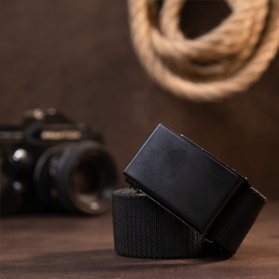 Ремінь Vintage Текстильний з чорною пряжкою Чорний (20530) Вінниця - фото 8