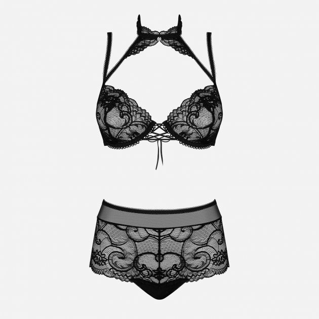Комплект кружевной Obsessive Elizenes с чокером, черный, L/XL Sex Aura Киев - изображение 3
